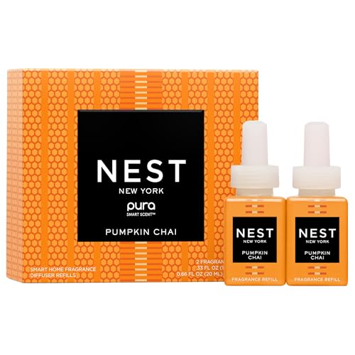 NEST New York Smart Home Fragrance Diffuser Refill Smart Vials Pumpkin Chai - Set of 2 - Designed for NEST x Pura 3 and NEST x Pura 4 Diffusers - Cruelty Free Vegan