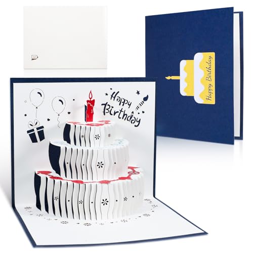 Carte d'anniversaire pop-up 3D, gâteau d'anniversaire, cartes de vœux, patrimoine culturel immatériel – Sculpture en papier, carte de vœux d'anniversaire, cadeaux spéciaux pour la famille, les amis,