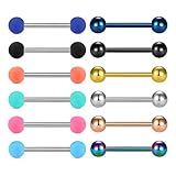 Vcmart 12pcs Barras de lengüeta Set 14mm Barbell Acero Inoxidable 14G Anillo de pezón Joyería Piercing