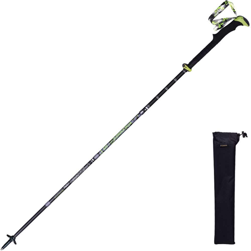 Bastones Trekking Fibra de Carbón, Longitud Ajustable 36-135 cm, Material de Vibración Reducida Empuñadura EVA fácil de Guardar y Llevar