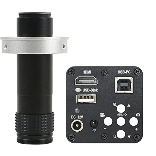 顕微鏡キット H_DMI USB 1080P 産業用電子デジタル顕微鏡カメラ U ディスク ストレージ C マウント ビデオ レコーダー PCB IC 修理用 はんだ付け 顕微鏡レンズアダプター (Color : With 130x lens)