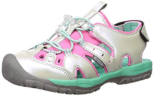 Northside Kid's Burke SE Fisherman Sandal; Little Kid Size: 3 M US - Silver/Mint; with a waterproof wet dry bag