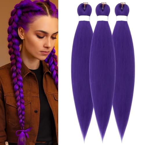 Lila Haare Zum Einflechten 3 Stück 26 Zoll Haarsträhnen Zum Einflechten Hochwertiges Kunsthaar Zum Einflechten Braids Extensions Für Natürlichen Look