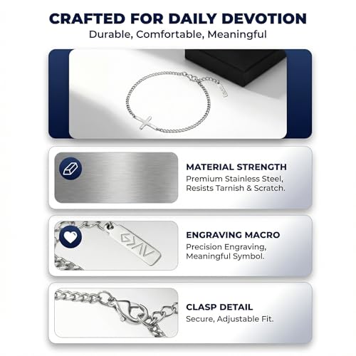 Pulsera de cadena cruzada de acero inoxidable 316L unisex miniatura 6