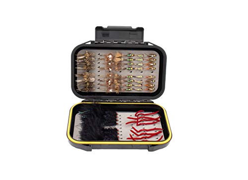 Fishing On The Fly | 64 Essential Flies For Trout Kit | Hand-Tied Dry Flies, Nymphs, Streamers (Essential Fly Assortment | Waterproof Fly Box | 64 Flies | Dry Flies, Nymphs, Streamers) #TOP2