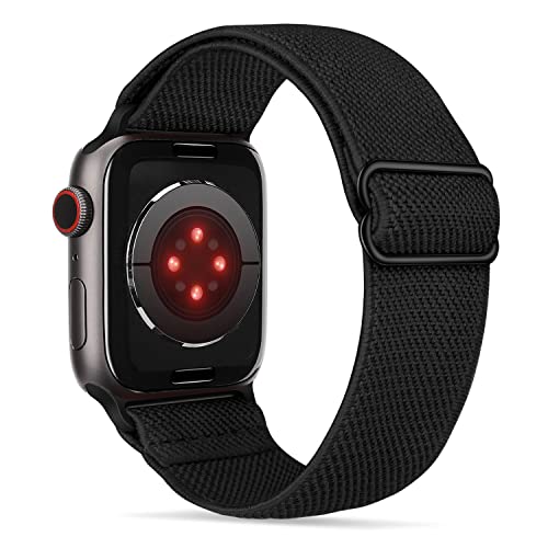 Tasikar Sport Solo Loop Compatible con Correa Apple Watch 42mm(Serie 10/11) 41mm 40mm 38mm, Nailon Pulsera Correas Trenzada Elástica Ajustable para iWatch Serie 11 10 9 8 7 6 5 4 3 2 1 SE, Negro