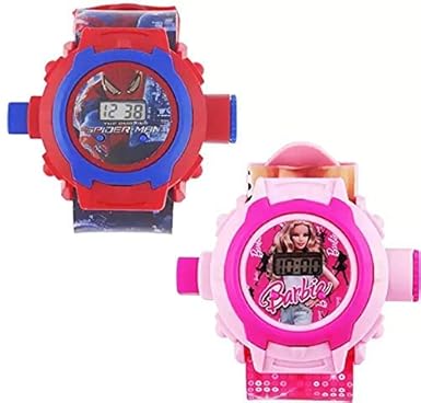 selloria Digital 24 Images Projector Pink and Blue Dial Boys and Girls Watch Combo