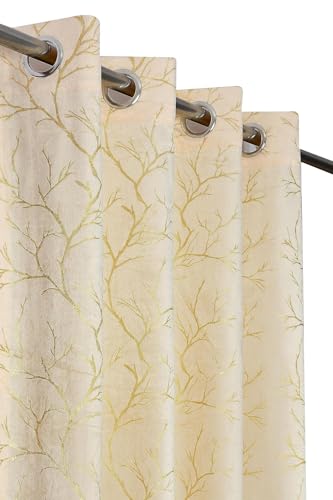 Image of Homefab India Velvet Curtains Room Darkening - Long Door 9 feet, Pack of 2 Panels, Cream