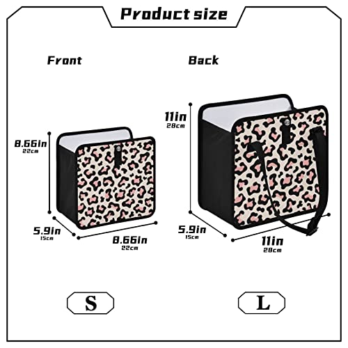 Image of Leopard Pink Car Trash Can, Foldable Hanging Car Trash Bag, Animal Cheetah Print Small Waterproof Car Accessories Garbage Bin (g300184931p857c913s2021)