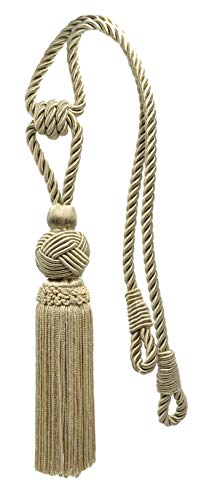 DÉCOPRO Set of 2|Elegant Tassel Tieback with Turkish Head Design|6 inch Long Tassel, 28 1/2 inch Spread (Embrace)|Style# TBTRK6 (41202) Color: Beige - 814
