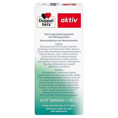 Doppelherz Elektrolyte - Trägt mit Magnesium zum Elektrolytgleichgewicht sowie zur Verringerung von Müdigkeit bei - 90 zuckerfreie Brausetabletten mit Zitronen-Grapefruit Geschmack