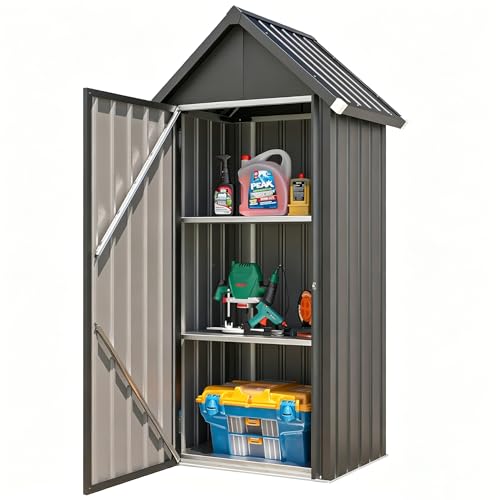 YODOLLA Abri de Jardin Métal, Cabane de Rangement Tout Climat, Résistant aux Intempéries (Pluie, Vent, Soleil)， Porte Fermeture Sécurisée et 3...