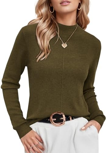 Arach&Cloz Women's Wool Blend Fall Sweaters Mock Neck Business Casual Outfits