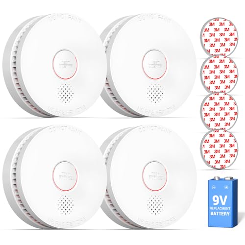 SITERWELL Smoke Detector, 10 Year Product Life Fire Alarm with Magnetic Fastening Kit, Smoke Alarm with Photoelectric Sensor and Low Battery Warning Function for House,UL217 Listed,GS509A,4 Packs