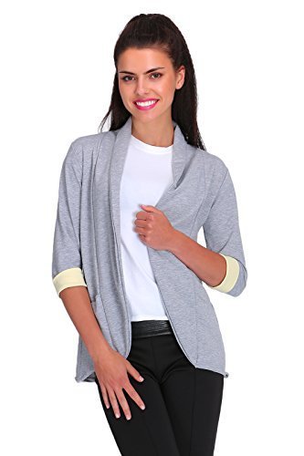 FUTURO FASHION® - Blazer pour Femme - élégant - Poches/Manches 3/4-2501 - Cendre - 40 (L) Cover
