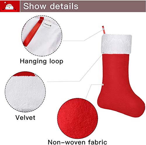 Shareconn Christmas Stockings,4 Pack 18 Inch Big Christmas Kids Gift Stocking Bags And Christmas Hanging Socks For Party Decoration And Xmas Day,Red & White #TOP2