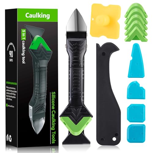 Aplicador Silicona Herramienta, Juntas Azulejos 5 en 1 Espátula Eliminador de Calafateo Cemento Rascador, Espatula Silicona para Juntas para Baño de Cocina