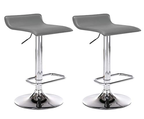 Clp Set 2 Sgabelli Bar Dyn In Similpelle I Coppia Sedie Da Cucina Bancone Con Poggiapiedi, Colore:Grigio