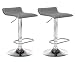 CLP Lot De 2 Tabourets De Bar DYN V2 En Similicuir I Hauteur Réglable I Chaise Haute Avec Repose-pieds I Piètement Chromé Gris