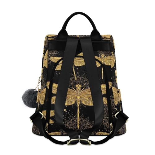 Mochila antirrobo de mujer con diseño de libélulas y pompones 2