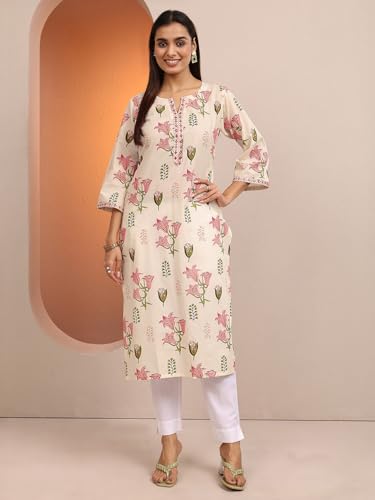 Image of Libas Printed Cotton Straight Kurta for Women