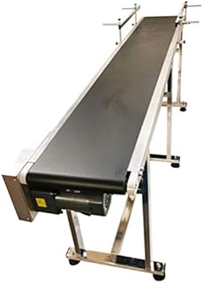 INTSUPERMAI PVC Flat Conveyor Belt Systems Adjustable Speed PVC Belt Conveyor for Industrial Transport with Double Guardrail 82.6inch Length 15.7inch Width Black Belt 110V
