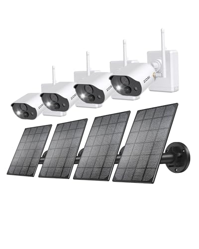 ZOSI C306 Pro 2K Solar Security Cameras Wireless Outdoor, 4PACK Outdoor Cameras for Home Security, Color Night Vision, PIR Motion Detection, Spotlight Alarm, 2-Way Talk, 2.4GHz WiFi, IP66 Waterproof