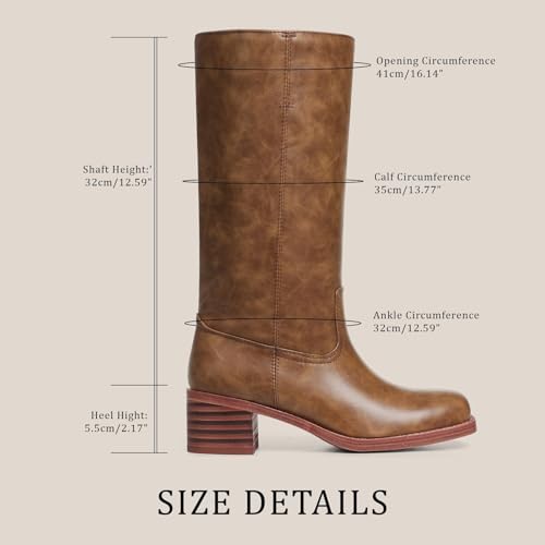 VOMIRA Women's Knee High Boots Wide Calf Boots Black Boots Square Toe Chunky Block Heel Long Boots Pull On Riding Boots Knight Boots Casual Comfortable Low Heel Womens Boots4