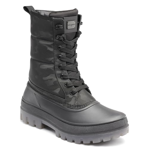 KARL LAGERFELD Men's Tall Camo Polar Fleece Lining & Translucent Sole Boot Combat