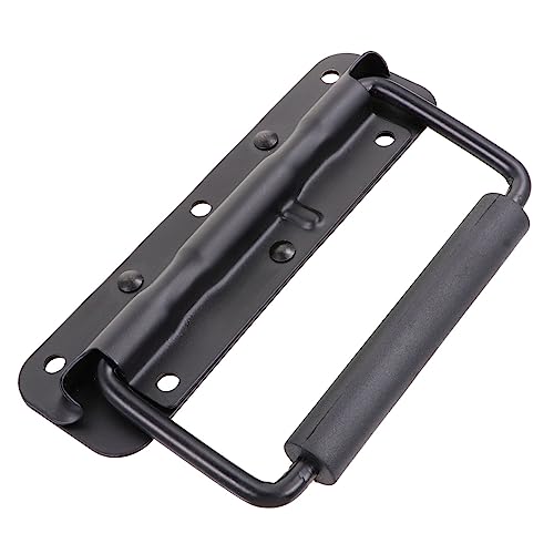 Housoutil 2pcs Iron Toolbox Handles Spring Fold Handles Heavy Duty Black for Suitcase Equipment