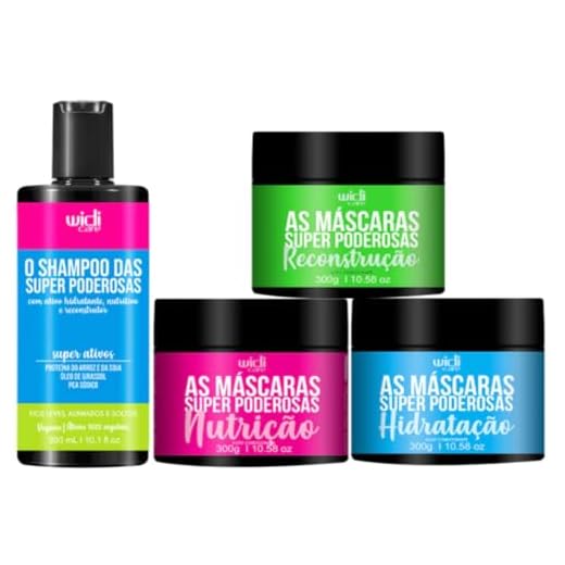Kit Cronograma Capilar Completo Widi Care Shampoo + 3 Mascaras Nutrição Hidratação Reconstrução