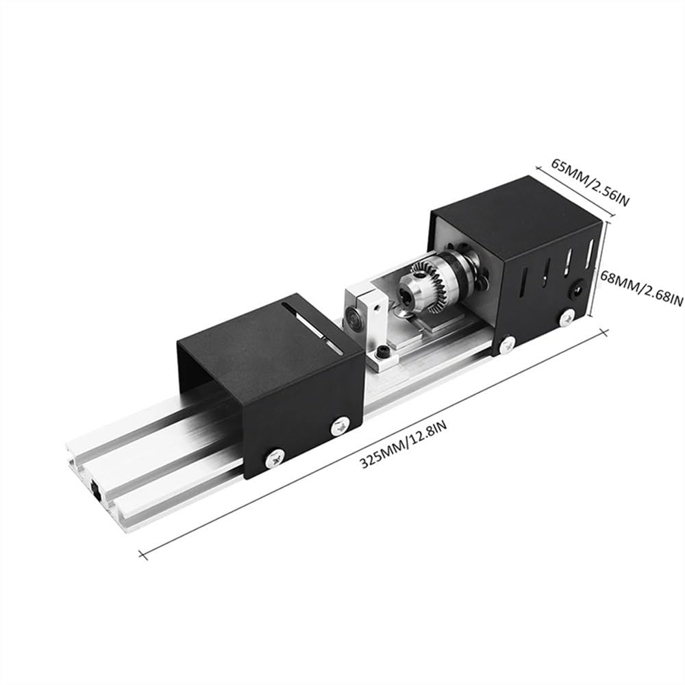 DC 12-24V 96W/100W Mini maszyna do obróbki drewna, tokarka do drewna, standardowy zestaw z mocą rzeźbiarską tokarką do drewna (czarna)