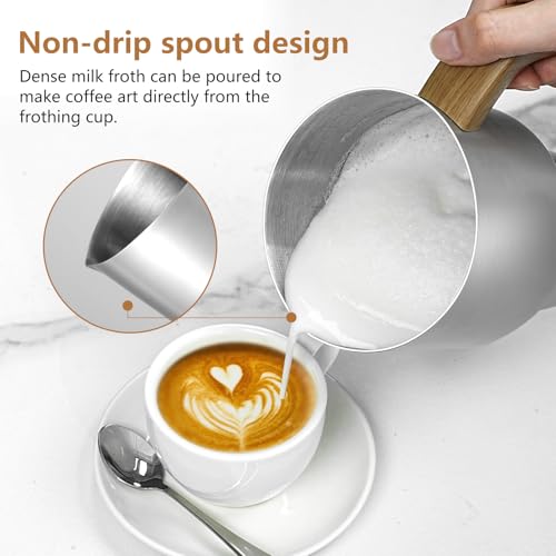 AMZCHEF 8-IN-1 Milk Frother and Steamer 550 Watts, 21 oz Split Stainless Steel Automatic Steamer, Milk's Warmer for Latte, Cappuccino, Hot and Cold Froth, Heated Milk, Hot Chocolate, Baby Food silver