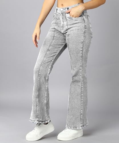 Image of Nifty Womens Mid Rise Denim Wide Leg Jeans