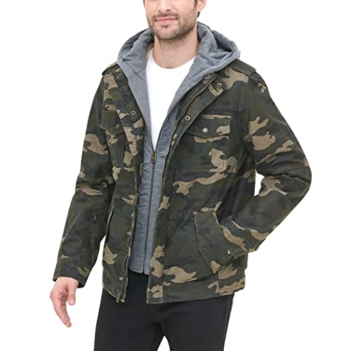 Image of Levi's Men's Washed Cotton Hooded Military Jacket (Regular & Big & Tall Sizes)