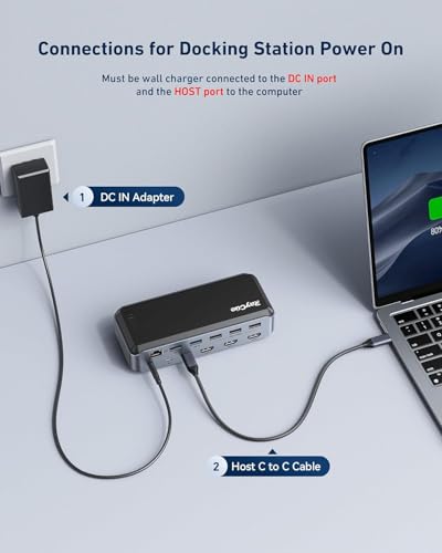 Estación de acoplamiento USB C ideal para organizar tu escritorio de teletrabajo con tres monitores 4