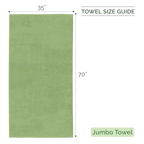 Image of Elegant Comfort 100% Turkish Cotton Corduroy Ribbed Luxury Jumbo Bath Towel Ultra Soft - 35 x 70 Inch - Luxury Spa Premium Hotel Quality Highly Absorbent and Quick Dry Large Bath Towel, Sage