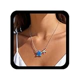 Cybche Boho Collar Colgante Estrella De Mar Azul Collar Gargantilla Estrella De Mar Océano Collar De Estrellas De Mar Collar De Estrellas Celestes Collar De Estrellas De Mar Collar De Cadena De