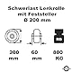 Abrollwerk Schwerlast 20 cm Durchmesser Lenkrolle mit Feststellbremse, Schwerlastrollen lenkbar, Aluminiumfelge, Doppelkugellager, dynamische Traglast 800 kg