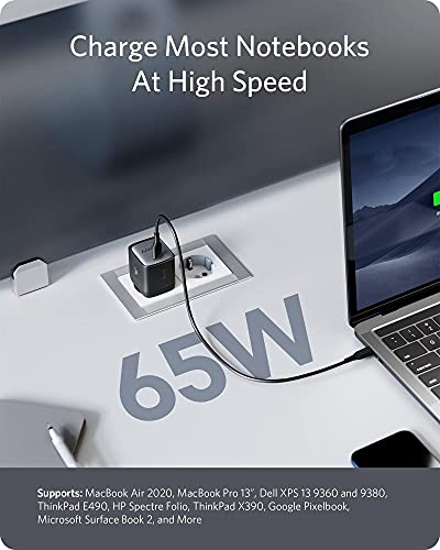 Anker Nano II 65W USB-C oplader voeding met snellaadvermogen, GaN II technologie, compatibel met MacBook Pro/Air, Galaxy S20/S10, iPhone 12/Pro/Mini, iPad Pro, Pixel (zwart)(Refurbished) - Afbeelding 4