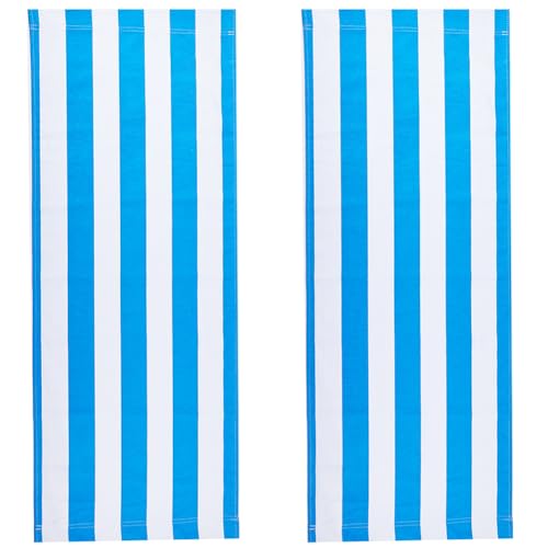 GORGECRAFT 2pz Repuesto para Silla de Playa Plegable de Lona Azul Y Blanca para Exteriores Repuesto de Tela para Sillas Reclinables de 115x43cm para Tomar el Sol Relajarse En la Playa O En el Patio