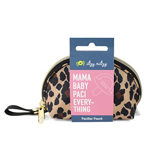 Image of Itzy Ritzy Everything Storage Pouch - Fits 2 Pacifiers - Snap Handle Attaches to Diaper Bag, Stroller or Purse - Holds Earbuds, Chargers, Change or Disposable Bags (Leopard)