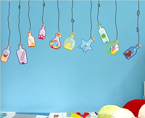 Image of Decals Design 'Beautiful Wall Drift Bottles' Wall Sticker (PVC Vinyl, 45 cm x 60 cm) & Decals Design 'Musical Instruments Happy Band' Wall Sticker (PVC Vinyl, 30 cm x 45 cm, Black)