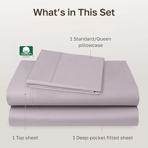 Image of California Design Den - 5 Star Hotel Twin XL Sheet Set 100% Cotton Sheets, 600 Thread Count Sateen, Deep Pocket, Soft & Crisp Hotel-Quality Bedding, Twin XL Sheets (Lavender)