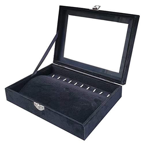 KWMAEEUID Caja organizadora de Joyas, Caja de joyería con Tapa Negra, Caja de Almacenamiento de Cuentas y Pulsera con exhibición arqueada, Estuche de joyería para Mujeres y niñas, Caja de