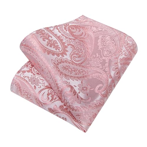 Image of DiBanGu Mens Paisley Tie Set Silk Woven Jacquard Necktie and Pocket Square Cufflinks Gift Set for Wedding Bussiness