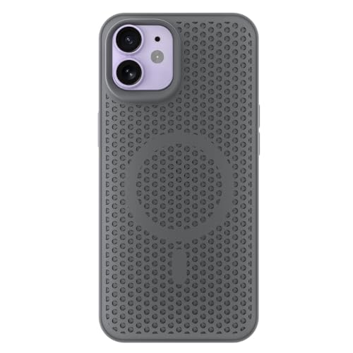 Image of Pikkme Back Cover for iPhone 12 /12 Pro | Honeycomb Cooling Design | Silicone Heat Dissipation | Mag-Safe Compatible | Shockproof Camera Protection Bumper Case (Grey)