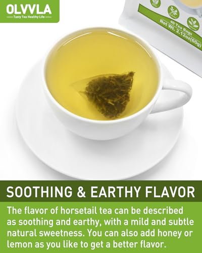 Image of Olvvla - Premium Horsetail Tea Bags - 1.5g X 40 Count - Pure Natural Horsetail Herbal Tea - Caffeine-free - Non-GMO - Dried Horsetail Herb - Rich in Antioxidants & Support Bone Health