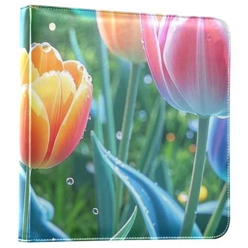 Photo Album 4x6, 5x7,6x8,Artificial Leather Photo Albums with 20 Detachable Sheets Tulips Pattern for Family Wedding,Multi 10