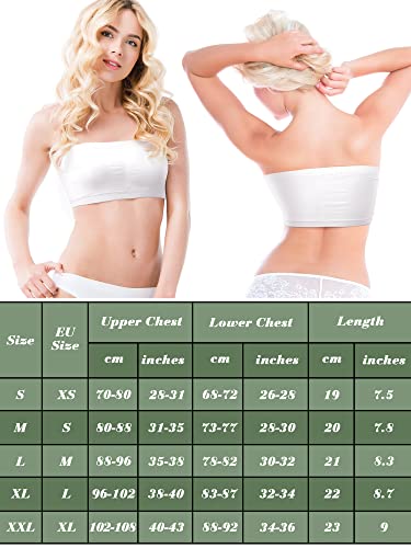 Bencailor 6 Pack Strapless Bra for Women, Padded Seamless Bandeau Bra with Support Wire Free Tube Top Non Slip Bralette3